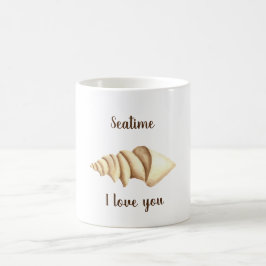 Taza De Café Romántico Cute acuarela Seatime Shell Café Mug