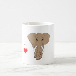Taza De Café Romántico me encantan los elefantes