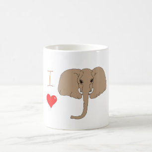 Taza De Café Romántico me encantan los elefantes Café Mug