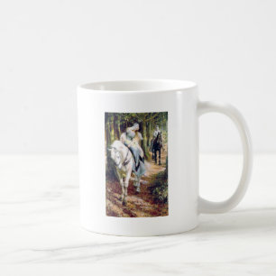 Taza De Café Romántico medieval del caballo blanco de la seño