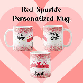 Taza De Café Romántico Purpurina rojo personalizado