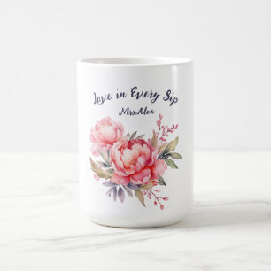 Taza De Café Romántico Rubor Peony Boda Coffee Mug