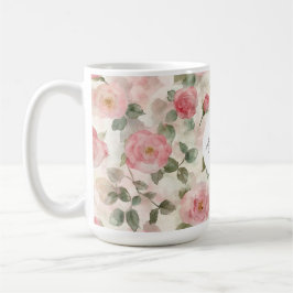 Taza De Café Romántico Rubor Rosa Floral