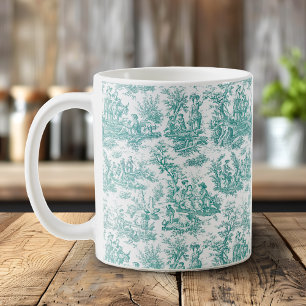 Taza De Café Romántico vintage turquesa toile campo francés