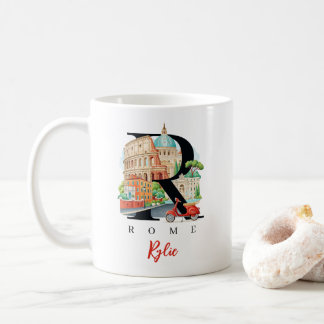 Taza De Café Rome Italy Monogram Letter R Personalized Gift