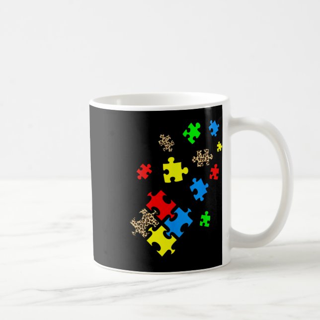 Taza De Café Rompecabezas de "Be Kind" Pieces Leopardo Autism A (Derecha)