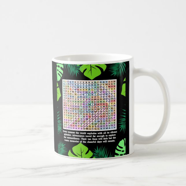 Taza De Café Rompecabezas de búsqueda de palabras de verano (Derecha)