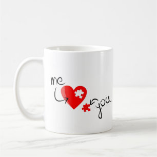 Taza De Café Rompecabezas de Corazón "Tú Me Completas" - Regalo