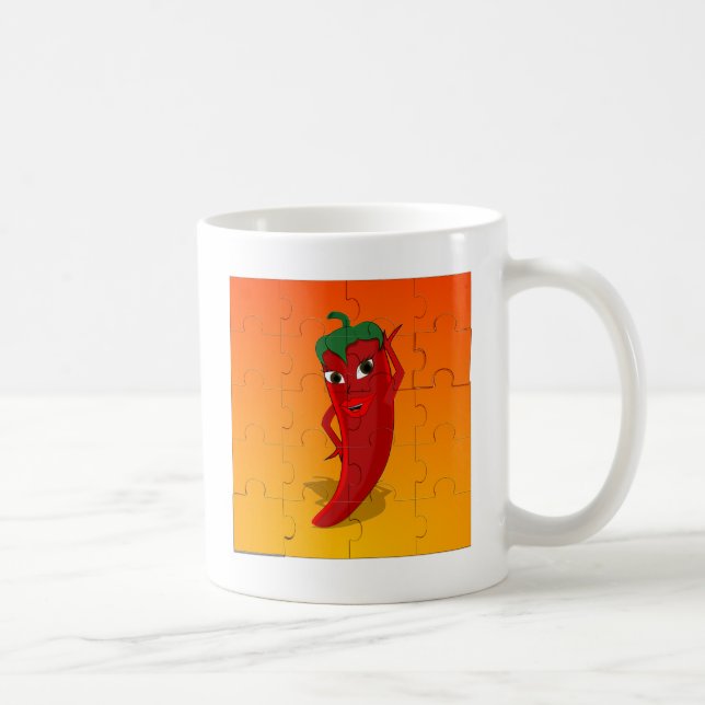Taza De Café Rompecabezas de la diva del pepino rojo (Derecha)