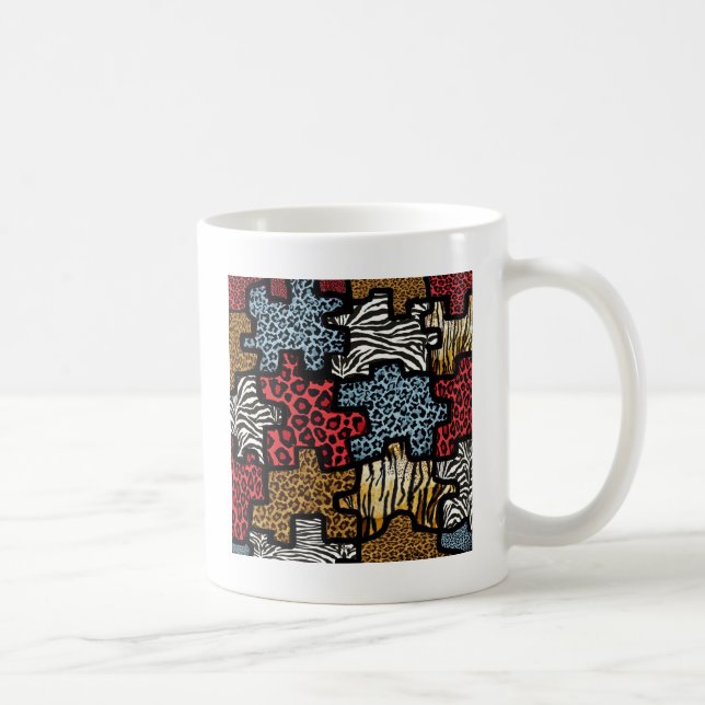 Taza De Café Rompecabezas de la impresión de animales en rocas  (Derecha)