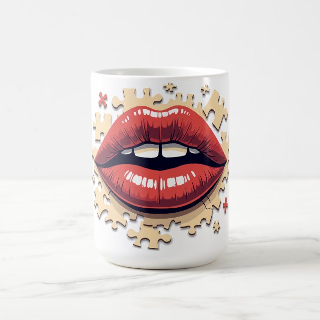 Taza De Café Rompecabezas de los labios pop (Centro)