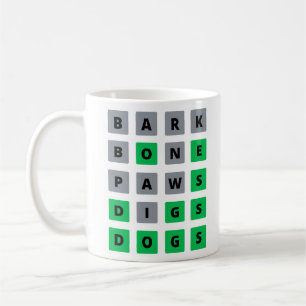 Taza De Café Rompecabezas de palabras para los amantes del perr