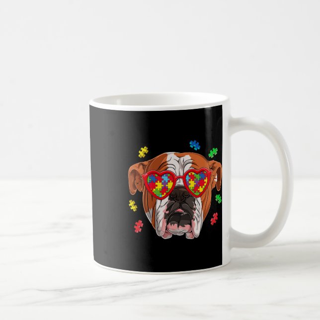 Taza De Café Rompecabezas de perro de Bulldog inglés británico  (Derecha)
