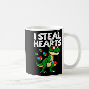 Taza De Café Rompecabezas de T-rex Roba Corazones Conciencia so