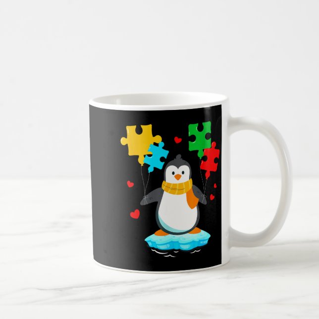 Taza De Café Rompecabezas divertido de pingüino mes de concient (Derecha)