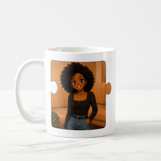Taza de café rompecabezas familiar (Izquierda)