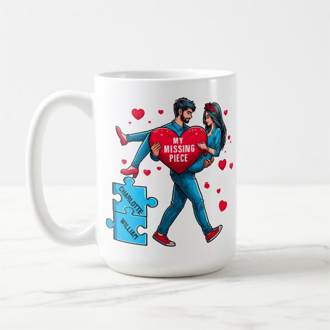Taza De Café Rompecabezas personalizado del amor - Mi pieza per (Izquierda)