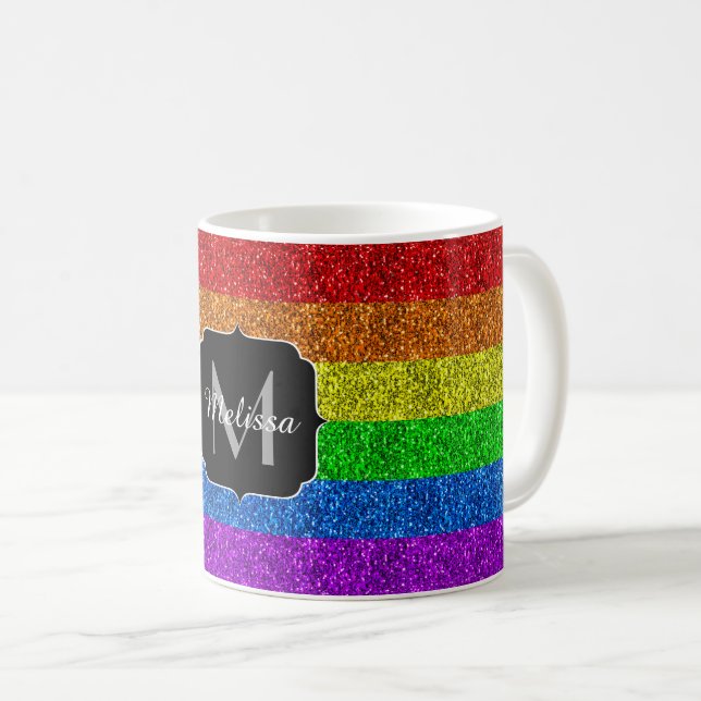 Taza De Café Rompecabezas vibrantes de bandera LGBT (Anverso derecho)