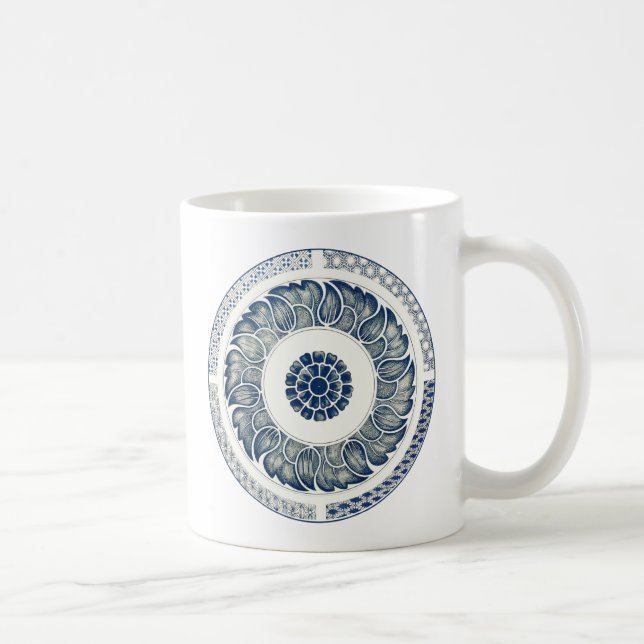 Taza De Café Ronda azul blanca floral china (Derecha)