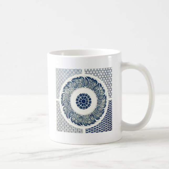Taza De Café Ronda azul blanca floral china (Derecha)