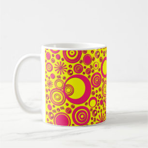 Taza De Café Rondas, tazón de café amarillo rosado