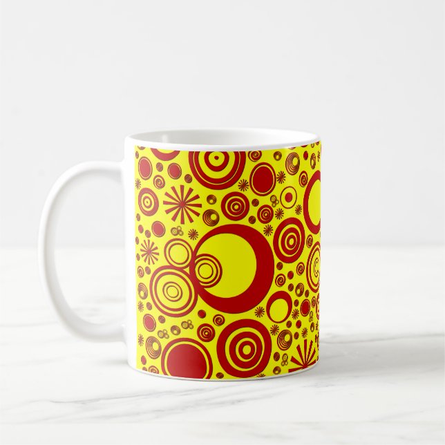Taza De Café Rondas, tazón de café rojo amarillo (Izquierda)