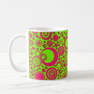 Taza De Café Rondas, tazón de café rosa-verde