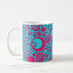Taza De Café Rondas, tazón de café rosado-Aqua