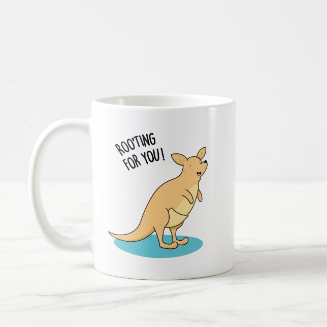 Taza De Café Roo-Ting Para Usted Divertido Kangaroo Pun (Izquierda)