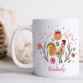 Taza De Café Rooster de arte popular personalizado