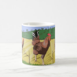 Taza De Café Rooster en campaña en el campo