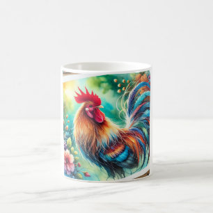 Taza De Café Rooster in Morning Light 010924AREF133 - Watercolo