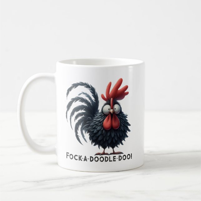 Taza De Café Rooster matutino - ¡Fock-a-doodle-doo! (Izquierda)