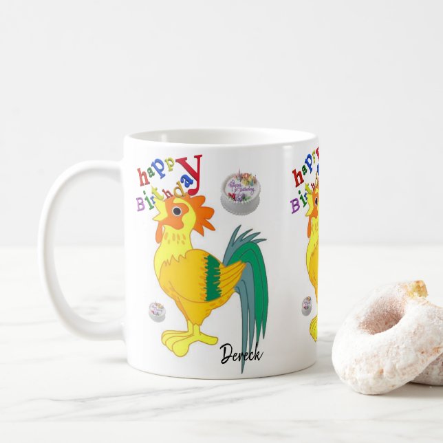 Taza De Café Rooster Mug Happy Birday Mug (Con donut)