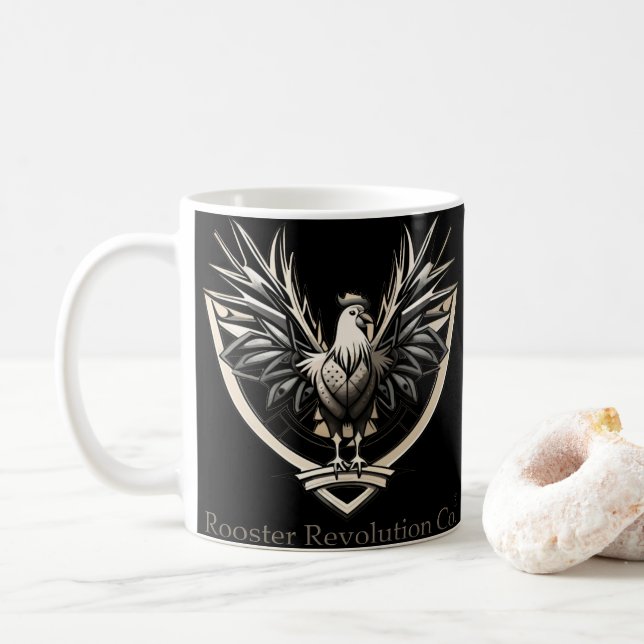 Taza De Café Rooster RevolutionWear: Desafiar el sistema (Con donut)