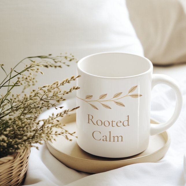 Taza De Café Rooted Calm Vine Classic Mug, 11 oz (Folk-inspired vine accents in muted tones designed for quiet, everyday coffee moments.)