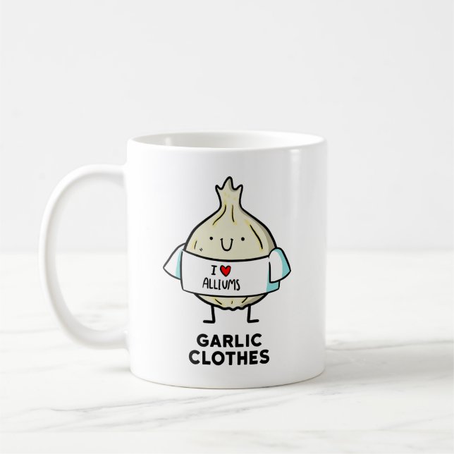Taza De Café Ropa de ajo Cute Allium Pun Mug (Izquierda)