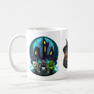 Taza De Café Ropa de mujer de Halloween Perros Rottweiler Bruja