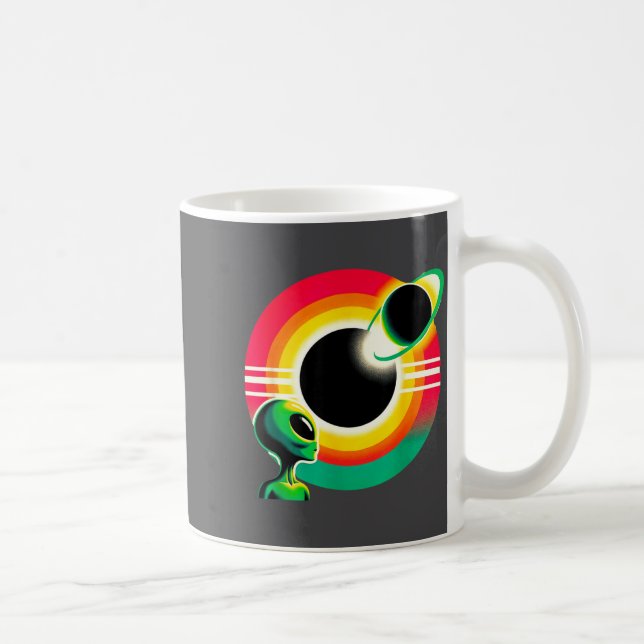 Taza De Café Ropa divertida de alienígena eclipse solar total 4 (Derecha)