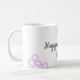 Taza De Café Ropa rosa morado floral pastel feliz cumpleaños