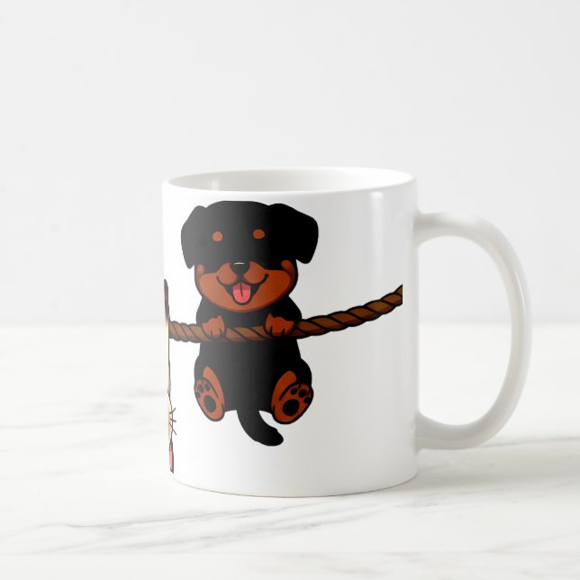 Taza De Café Rope Buddies: Calico Cat, Siamese Acrobat & Happy  (Derecha)