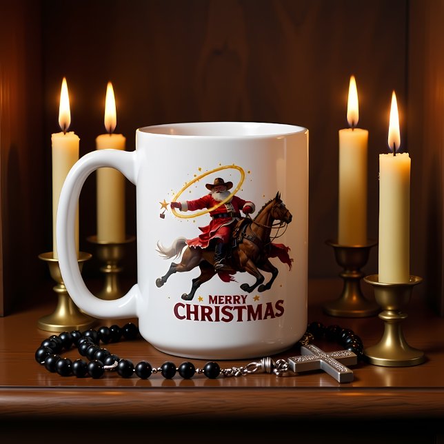 Taza De Café Roping Cowboy Christmas Rider (Subido por el creador)