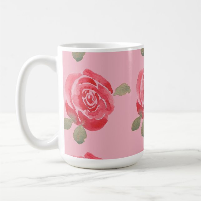 Taza De Café Rosa acuarela (Izquierda)
