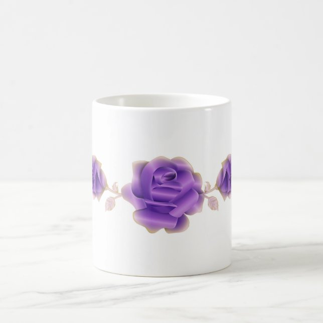 Taza De Café Rosa Amantes Diseñar Rosa de púrpura metálico (Centro)