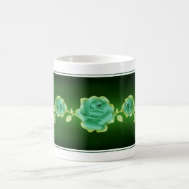 Taza De Café Rosa Amantes Diseño Rosa Verde Metálico