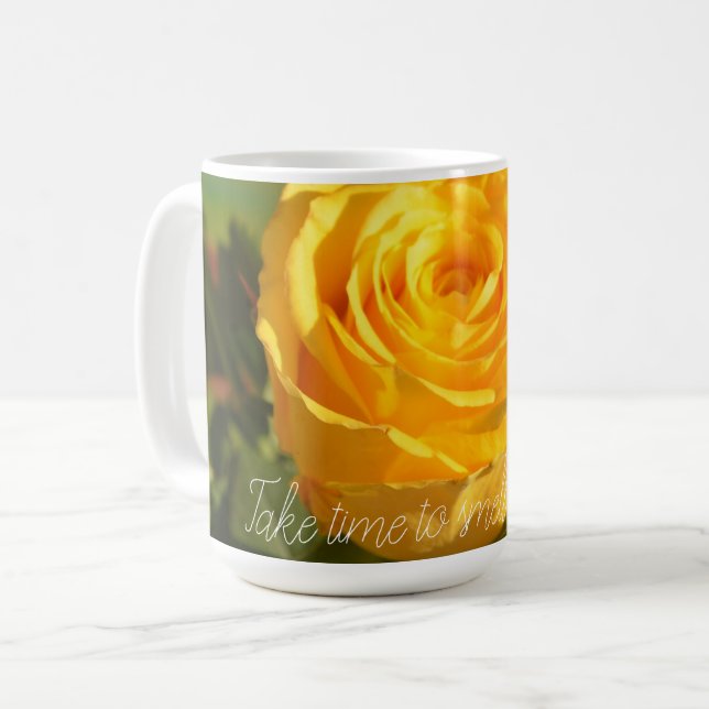 Taza De Café Rosa amarilla personalizada (Anverso izquierdo)