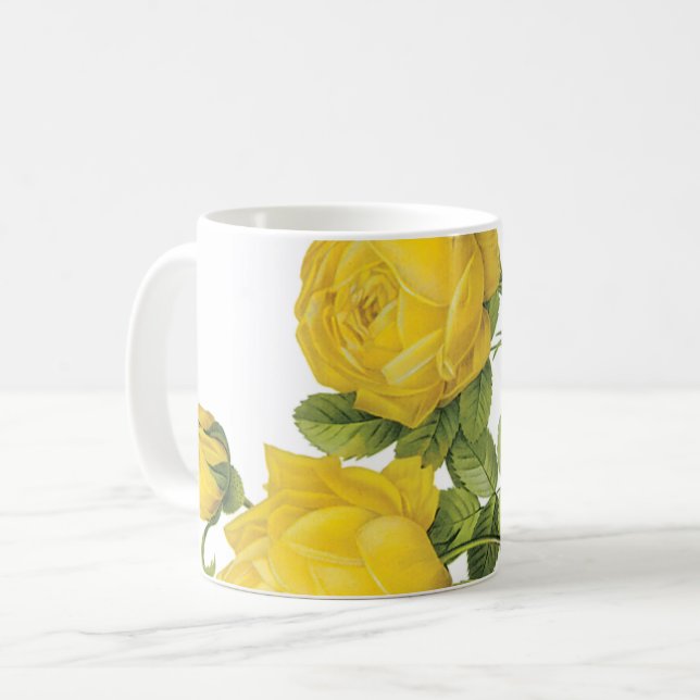 Taza De Café rosa amarilla (Rosa sulfurea) de Redouté (Anverso izquierdo)