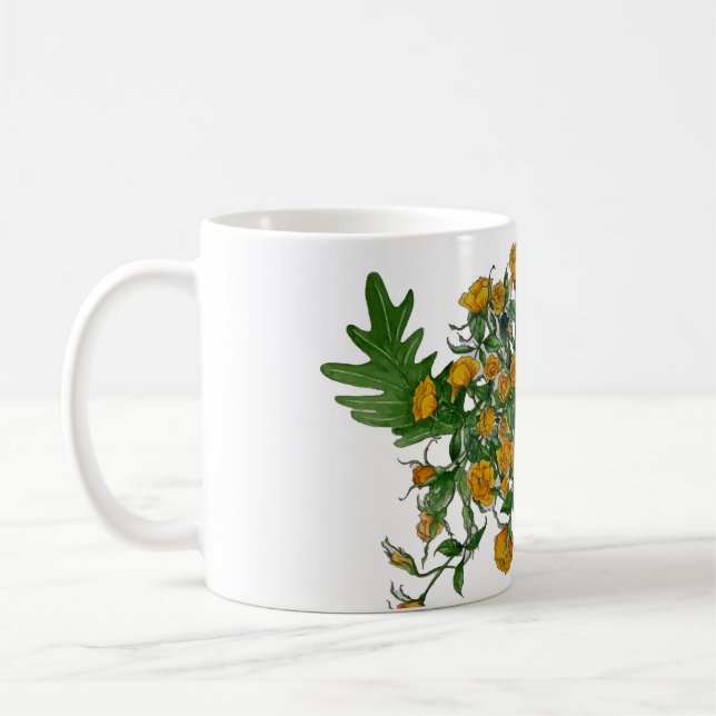 Taza De Café Rosa amarillo Mug (Izquierda)