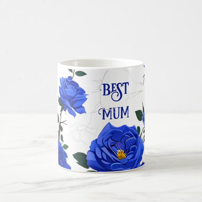Taza De Café Rosa azul elegante (Centro)