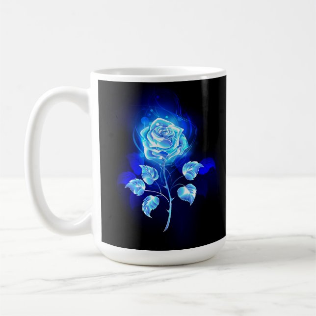 Taza De Café Rosa azul en llamas (Izquierda)